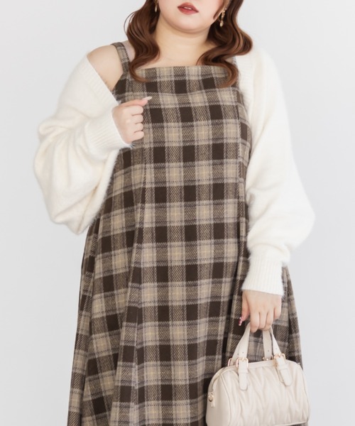 CLETTE（クレット）の「CLETTEオリジナルシャギーニットボレロ（カーディガン/ボレロ・レディース・オフホワイト/ブラック/ブラウン・LL～3L/4L～5L）」の2枚目の写真