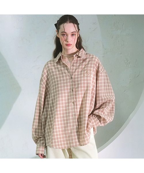 Vivacious(ビバシャス)の「Lasol Spring Check Shirt - 2COL(シャツ/ブラウス・レディース・ブラウン/ライトグリーン・FREE)」の1枚目の写真