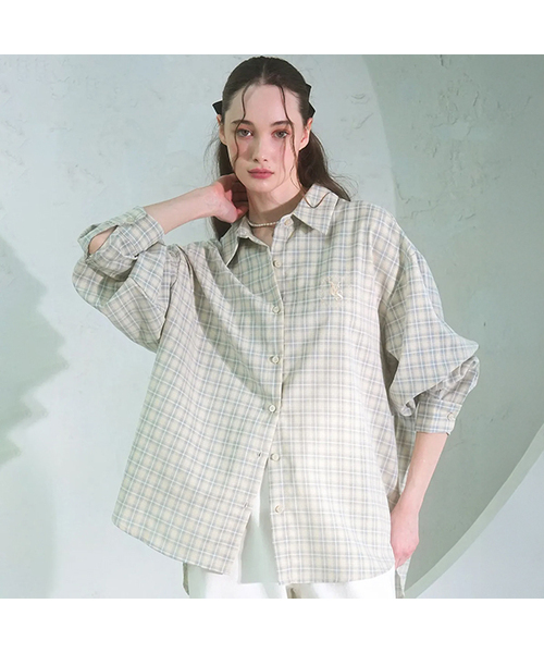 Vivacious(ビバシャス)の「Lasol Spring Check Shirt - 2COL(シャツ/ブラウス・レディース・ブラウン/ライトグリーン・FREE)」の2枚目の写真