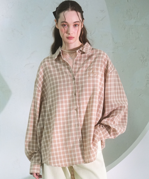 Vivacious(ビバシャス)の「Lasol Spring Check Shirt - 2COL(シャツ/ブラウス・レディース・ブラウン/ライトグリーン・FREE)」の3枚目の写真