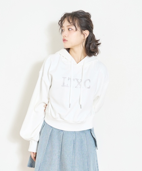 LOVETOXIC(ラブトキシック)の「【LTXC】裏シャギークロップドパーカー(パーカー・キッズ・オフホワイト/ブラック/カラフル・M:150cm/130cm/L:160cm/S:140cm)」の4枚目の写真