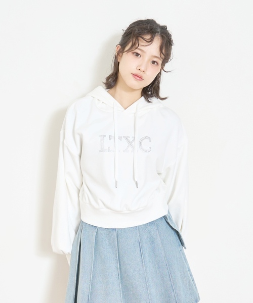 LOVETOXIC(ラブトキシック)の「【LTXC】裏シャギークロップドパーカー(パーカー・キッズ・オフホワイト/ブラック/カラフル・M:150cm/130cm/L:160cm/S:140cm)」の5枚目の写真