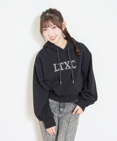 LOVETOXIC(ラブトキシック)の「【LTXC】裏シャギークロップドパーカー(パーカー・キッズ・オフホワイト/ブラック/カラフル・M:150cm/130cm/L:160cm/S:140cm)」の6枚目の写真
