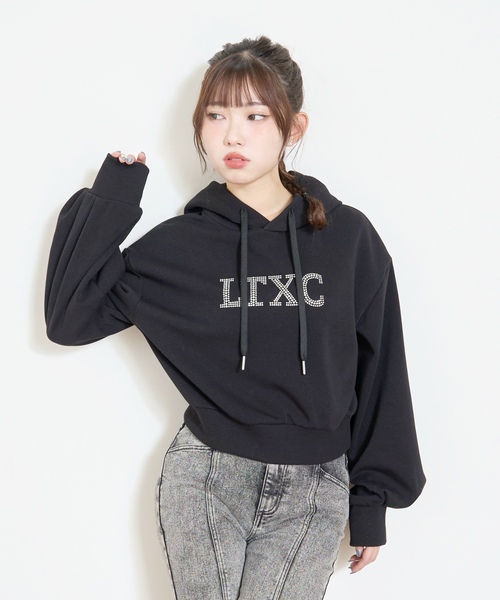 LOVETOXIC(ラブトキシック)の「【LTXC】裏シャギークロップドパーカー(パーカー・キッズ・オフホワイト/ブラック/カラフル・M:150cm/130cm/L:160cm/S:140cm)」の7枚目の写真