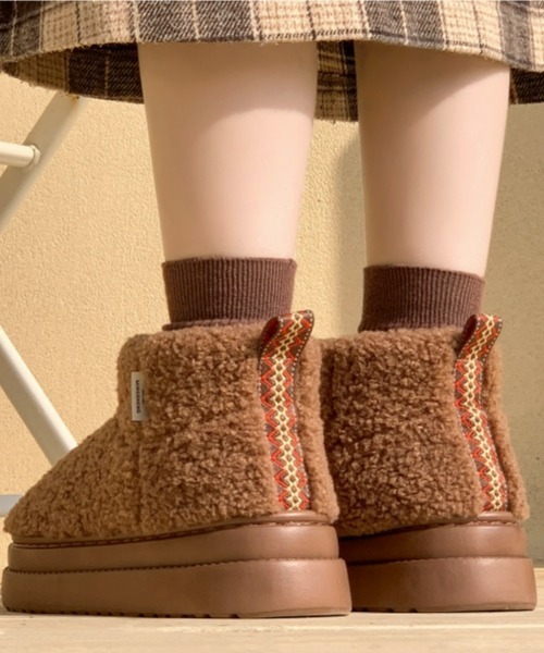 セール】Y2Kガーリー レトロ厚底もこもこハイカットスノーブーツ