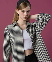 ギンガムチェック オーバーブラウス」に該当するレディース