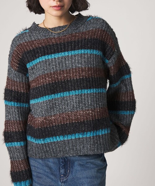 CITEN(シテン)の「<CITEN>ミックスボーダーニット(ニット/セーター・レディース・ダークグレー/ライトグレー・FREE)」の7枚目の写真