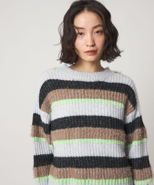 CITEN(シテン)の「<CITEN>ミックスボーダーニット(ニット/セーター・レディース・ダークグレー/ライトグレー・FREE)」の9枚目の写真