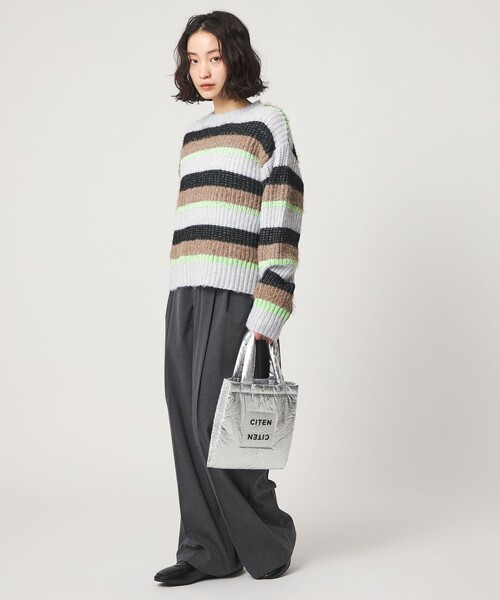 CITEN(シテン)の「<CITEN>ミックスボーダーニット(ニット/セーター・レディース・ダークグレー/ライトグレー・FREE)」の10枚目の写真