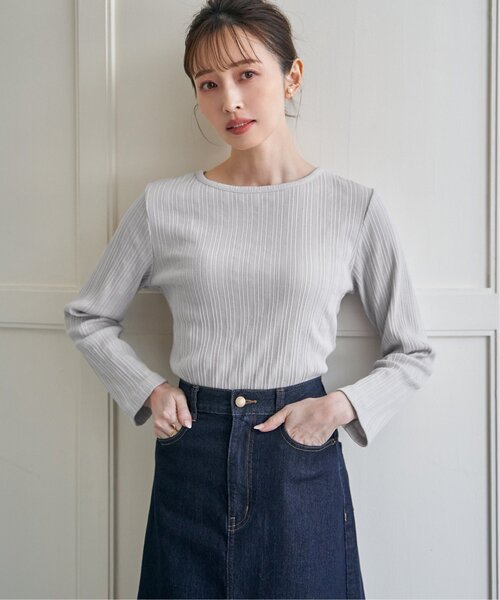 ikka(イッカ)の「ストライプジャガードプルオーバー(Tシャツ/カットソー・レディース・その他3/オフホワイト/サックスブルー/ブラック/ライトグレー・L/M/S)」の7枚目の写真