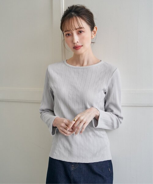 ikka(イッカ)の「ストライプジャガードプルオーバー(Tシャツ/カットソー・レディース・その他3/オフホワイト/サックスブルー/ブラック/ライトグレー・L/M/S)」の12枚目の写真