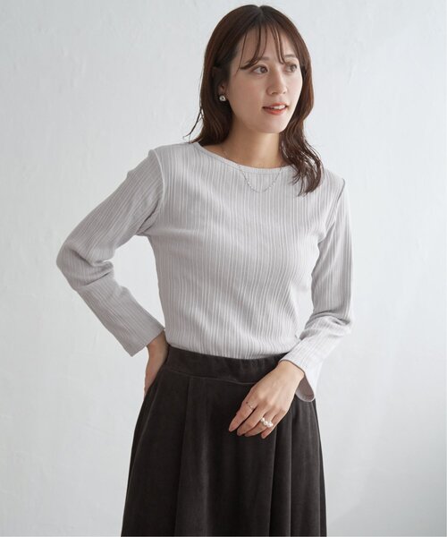 ikka(イッカ)の「ストライプジャガードプルオーバー(Tシャツ/カットソー・レディース・その他3/オフホワイト/サックスブルー/ブラック/ライトグレー・L/M/S)」の15枚目の写真