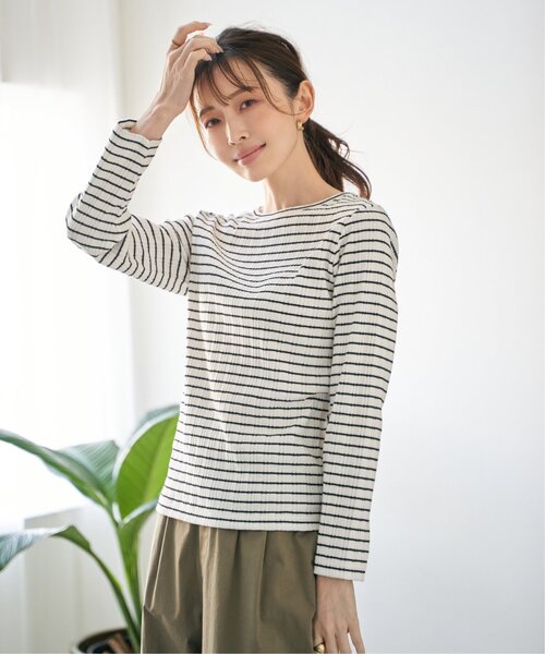 ikka(イッカ)の「ストライプジャガードプルオーバー(Tシャツ/カットソー・レディース・その他3/オフホワイト/サックスブルー/ブラック/ライトグレー・L/M/S)」の20枚目の写真