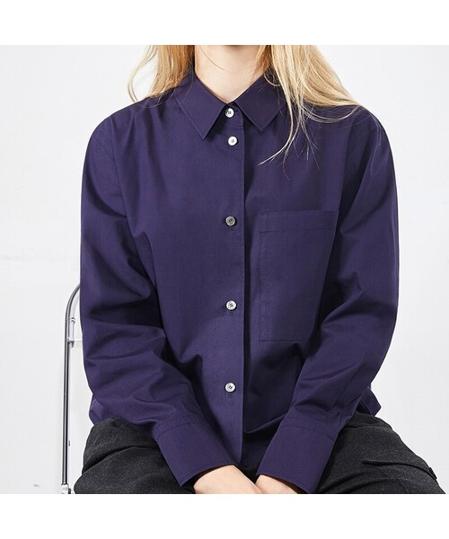 VOYONN(ボヨン)の「スモールフィットアウター型トレンディコットンシャツネイビー002(シャツ/ブラウス・レディース・ダークネイビー・LARGE/MEDIUM)」の1枚目の写真