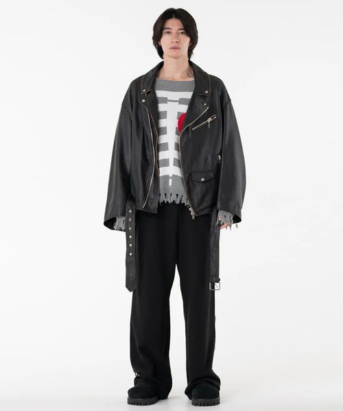 DISCOVERED（ディスカバード）の「【DISCOVERED/ディスカバード】LEATHER W RIDERS BLOUSON（ライダースジャケット・メンズ・ブラック・3）」の2枚目の写真