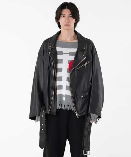 DISCOVERED/ディスカバード】LEATHER W RIDERS BLOUSON（ライダース