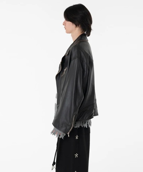 DISCOVERED（ディスカバード）の「【DISCOVERED/ディスカバード】LEATHER W RIDERS BLOUSON（ライダースジャケット・メンズ・ブラック・3）」の4枚目の写真