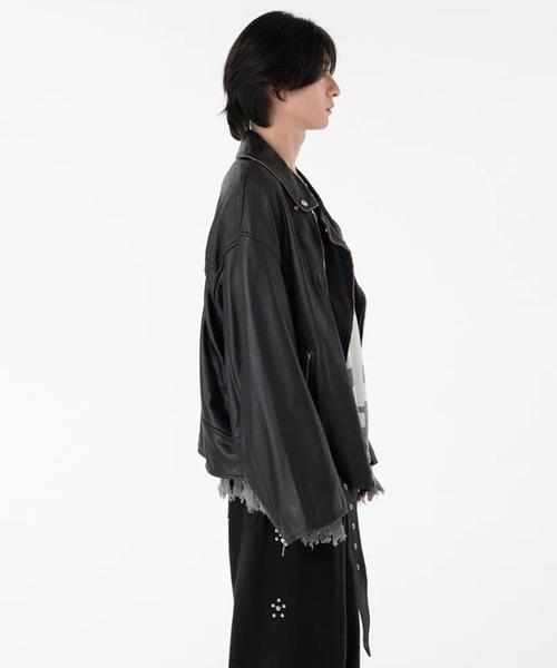 DISCOVERED（ディスカバード）の「【DISCOVERED/ディスカバード】LEATHER W RIDERS BLOUSON（ライダースジャケット・メンズ・ブラック・3）」の6枚目の写真