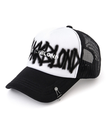 BLACK BLOND（ブラック ブロンド）の「ビビディグラフィティ メタルロゴトラッカーメッシュキャップ (ブラック)（キャップ）」