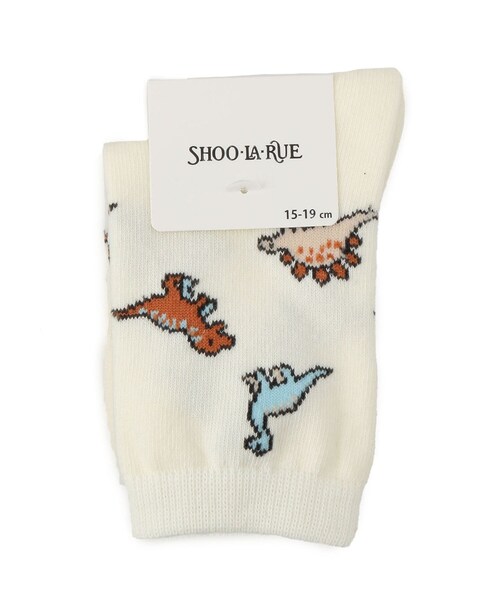 SHOO・LA・RUE(シューラルー)の「恐竜総柄クルー丈ソックス(ソックス/靴下・キッズ・オフホワイト/ネイビー・79/75)」の6枚目の写真