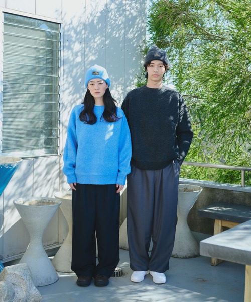 BROKEN BASE（ブロークンベース）の「Melange Raglan Knit / メランジラグランニット（ニット/セーター・メンズ・ブルー/チャコール・LARGE/MEDIUM）」の3枚目の写真