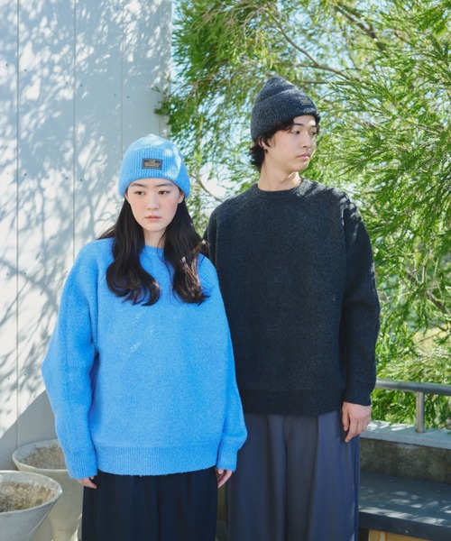 BROKEN BASE（ブロークンベース）の「Melange Raglan Knit / メランジラグランニット（ニット/セーター・メンズ・ブルー/チャコール・LARGE/MEDIUM）」の4枚目の写真