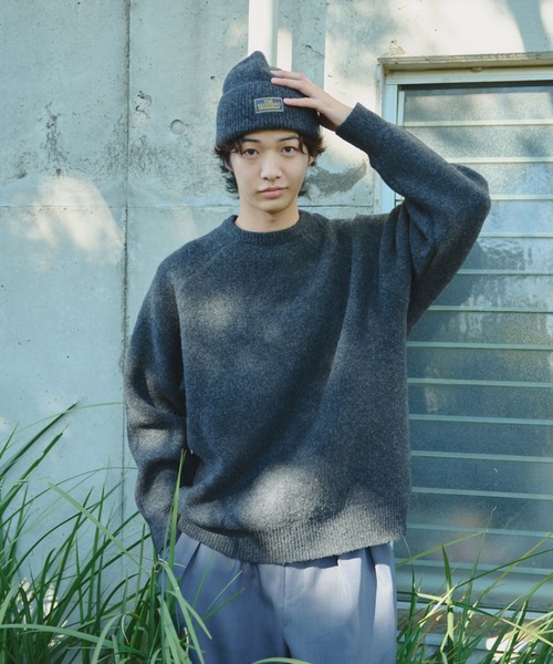 BROKEN BASE（ブロークンベース）の「Melange Raglan Knit / メランジラグランニット（ニット/セーター・メンズ・ブルー/チャコール・LARGE/MEDIUM）」の14枚目の写真