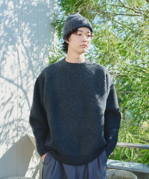 BROKEN BASE（ブロークンベース）の「Melange Raglan Knit / メランジラグランニット（ニット/セーター・メンズ・ブルー/チャコール・LARGE/MEDIUM）」の10枚目の写真
