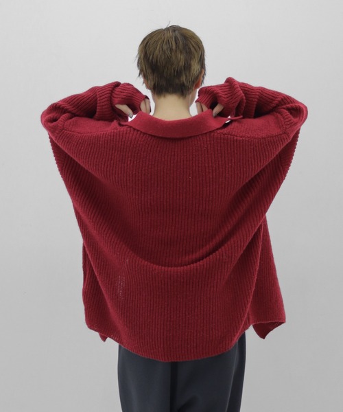 lit(リット)の「2WAY Over Knit(ニット/セーター・レディース・レッド/グリーン/チャコールグレー・FREE)」の11枚目の写真