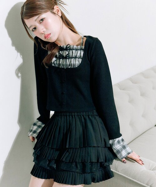 OLIVE des OLIVE（オリーブデオリーブ）の「レイヤードトップス（Tシャツ/カットソー・レディース・オフホワイト/モカ/ブラック・FREE）」の17枚目の写真