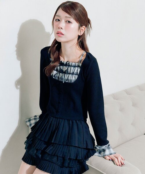 OLIVE des OLIVE（オリーブデオリーブ）の「レイヤードトップス（Tシャツ/カットソー・レディース・オフホワイト/モカ/ブラック・FREE）」の20枚目の写真