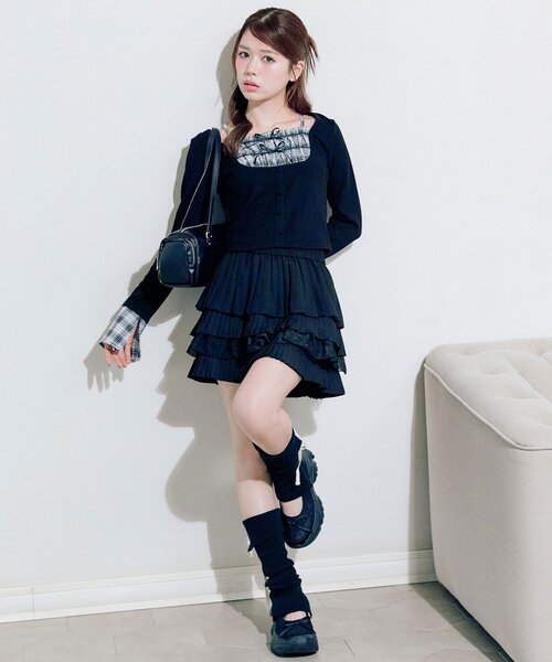 OLIVE des OLIVE（オリーブデオリーブ）の「レイヤードトップス（Tシャツ/カットソー・レディース・オフホワイト/モカ/ブラック・FREE）」の21枚目の写真