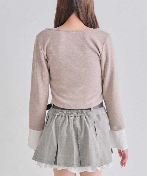 OLIVE des OLIVE（オリーブデオリーブ）の「レイヤードトップス（Tシャツ/カットソー・レディース・オフホワイト/モカ/ブラック・FREE）」の6枚目の写真