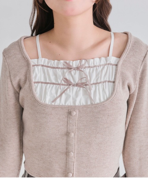 OLIVE des OLIVE（オリーブデオリーブ）の「レイヤードトップス（Tシャツ/カットソー・レディース・オフホワイト/モカ/ブラック・FREE）」の7枚目の写真