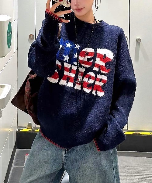 セール】アメリカンロゴニットプルオーバー（ニット/セーター
