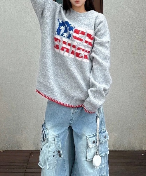 SHEENA(シーナ)の「アメリカンロゴニットプルオーバー(ニット/セーター・レディース・ネイビー/グレー・M)」の16枚目の写真