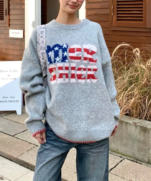 SHEENA(シーナ)の「アメリカンロゴニットプルオーバー(ニット/セーター・レディース・ネイビー/グレー・M)」の18枚目の写真