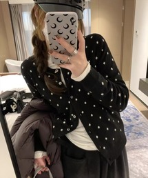 STAY MOTION | 【WEB限定】ドット柄ニットカーディガン［韓国ファッション ガーリー レトロ カジュアル］≪新作≫(カーディガン/ボレロ)