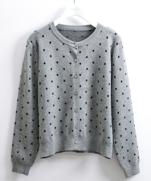 STAY MOTION（ステイモーション）の「【WEB限定】ドット柄ニットカーディガン［韓国ファッション ガーリー レトロ カジュアル］≪新作≫（カーディガン/ボレロ・レディース・グレー/ブラック・F）」の8枚目の写真
