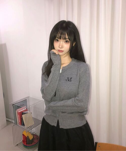 MUCENT(ムセント)の「マレ7ボタンクロップヘンリーネックカーディガン(8カラー)(カーディガン/ボレロ・レディース・ブラック/ピンク/ベージュ/アイボリー/ネイビー/レッド/グレー・FREE)」の22枚目の写真