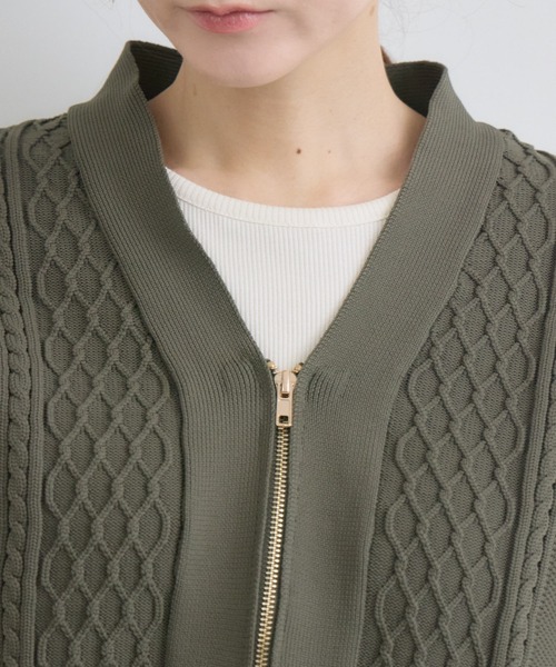 KATHARINE ROSS(キャサリンロス)の「【KATHARINE ROSS】ケーブルドッキングブルゾン(ニット/セーター・レディース・ブラック/カーキ・FREE)」の22枚目の写真