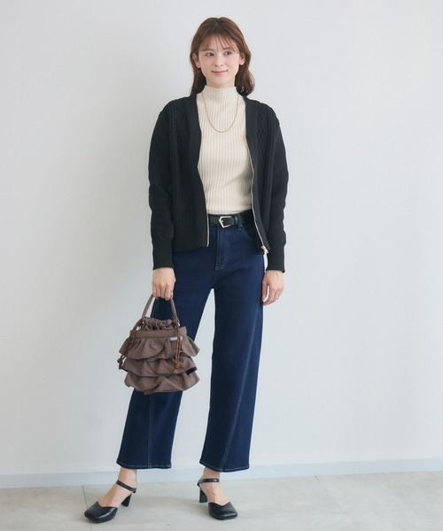 KATHARINE ROSS(キャサリンロス)の「【KATHARINE ROSS】ケーブルドッキングブルゾン(ニット/セーター・レディース・ブラック/カーキ・FREE)」の12枚目の写真