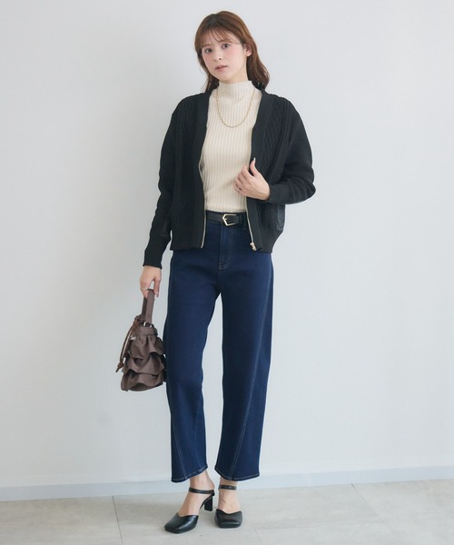 KATHARINE ROSS(キャサリンロス)の「【KATHARINE ROSS】ケーブルドッキングブルゾン(ニット/セーター・レディース・ブラック/カーキ・FREE)」の11枚目の写真