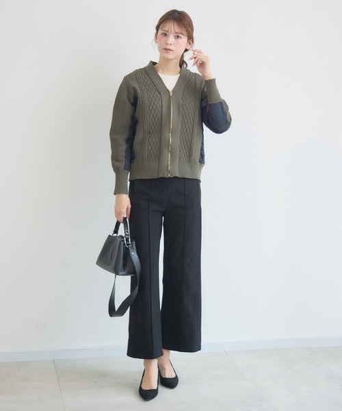 KATHARINE ROSS(キャサリンロス)の「【KATHARINE ROSS】ケーブルドッキングブルゾン(ニット/セーター・レディース・ブラック/カーキ・FREE)」の5枚目の写真