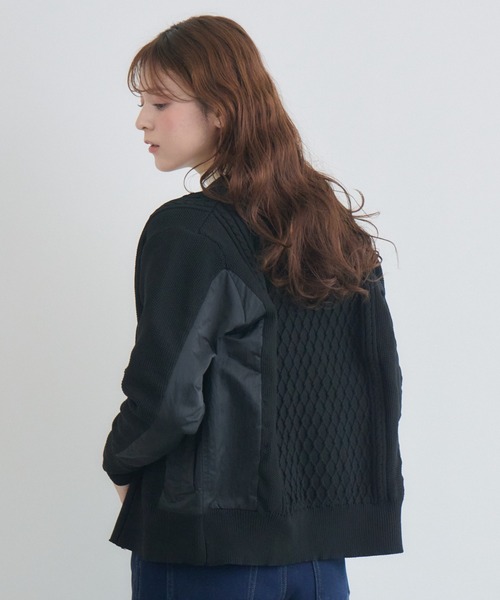 KATHARINE ROSS(キャサリンロス)の「【KATHARINE ROSS】ケーブルドッキングブルゾン(ニット/セーター・レディース・ブラック/カーキ・FREE)」の7枚目の写真