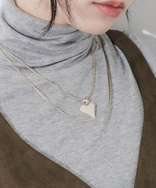 SMELLY(スメリー)の「ハートトップ2セットネックレス(ネックレス・レディース・ベージュ系その他・-)」の3枚目の写真