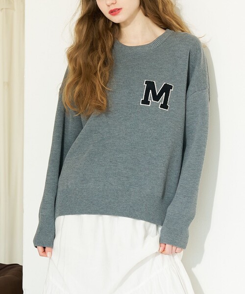 abahouse mavie（アバハウスマヴィ）の「【相良刺繍】スウェットライク刺繍ニット（ニット/セーター・レディース・ネイビー/グレー/グリーン・フリー）」の2枚目の写真