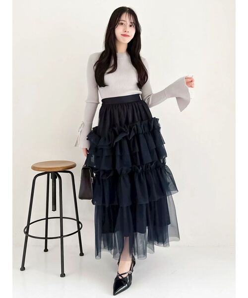 dazzlin（ダズリン）の「スーパーボリュームギャザースカート（スカート・レディース・オフホワイト/ブラック・SMALL/MEDIUM）」の10枚目の写真