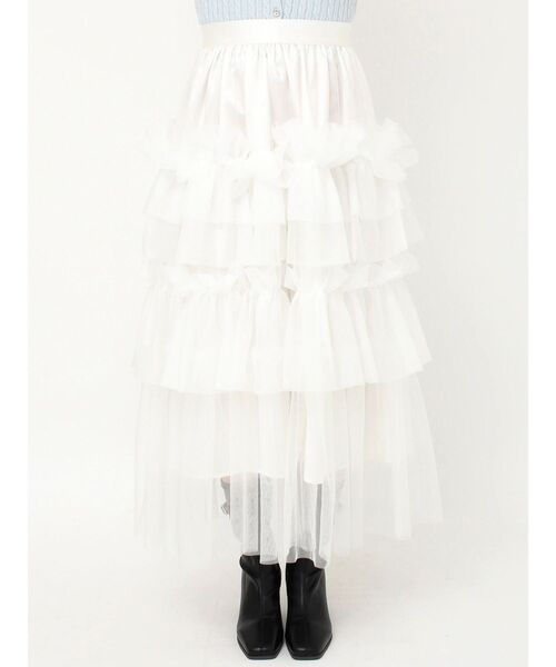dazzlin（ダズリン）の「スーパーボリュームギャザースカート（スカート・レディース・オフホワイト/ブラック・SMALL/MEDIUM）」の14枚目の写真