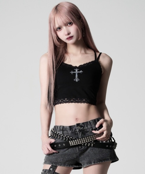 REFLEM(レフレム)の「『REFLEM/レフレム』レース使いキャミソール(キャミソール・レディース・ホワイト/ブラック・FREE)」の4枚目の写真